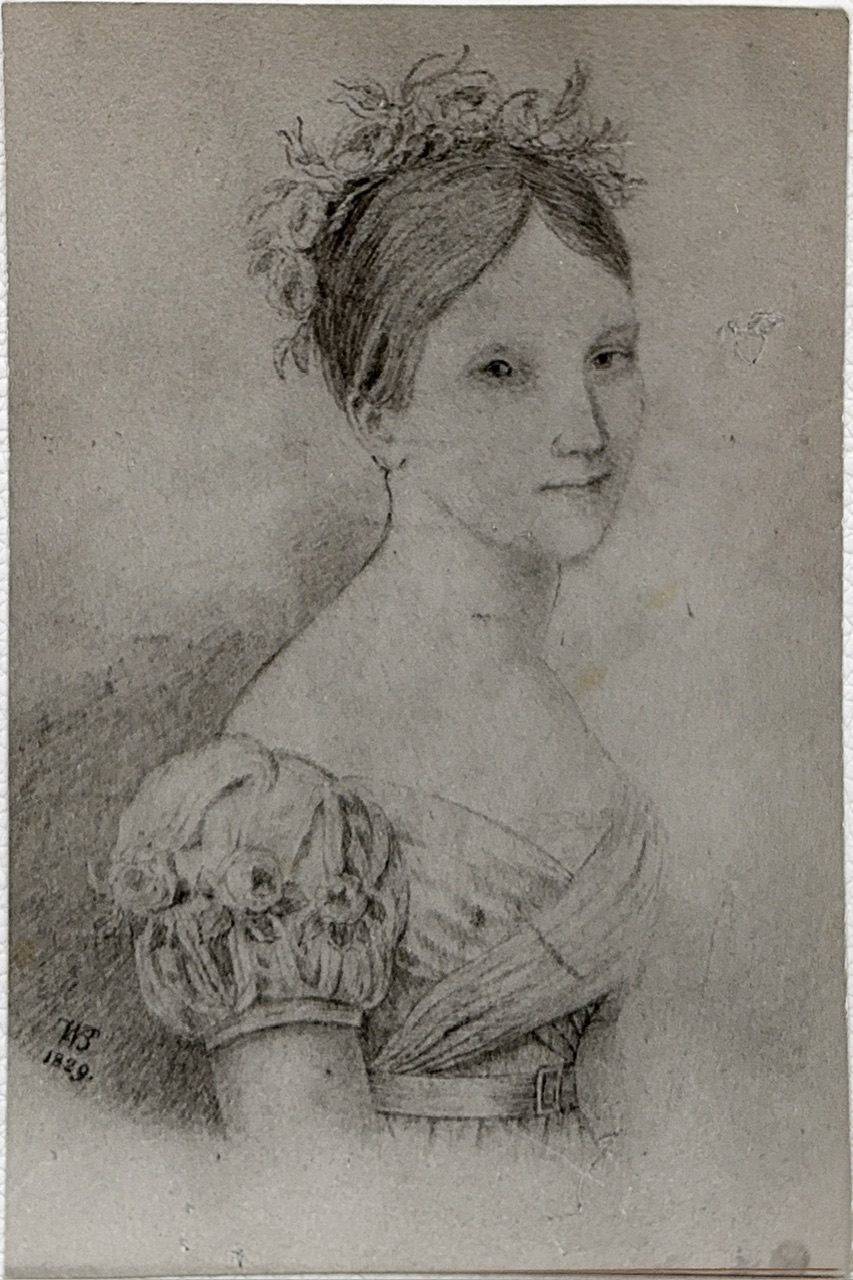 Wilhelmine von Lobenthal, geb. Kurtius, * 09.02.1812, † 21.04.1900 (nach einer Zeichnung "Le Printemps")